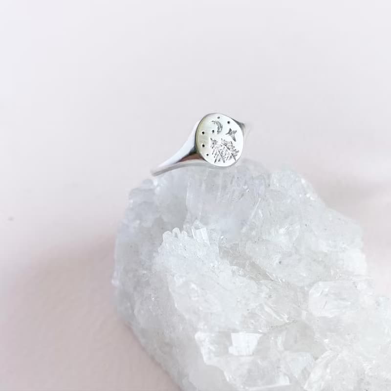森林夜戒指 Forest Night signet ring 925純銀