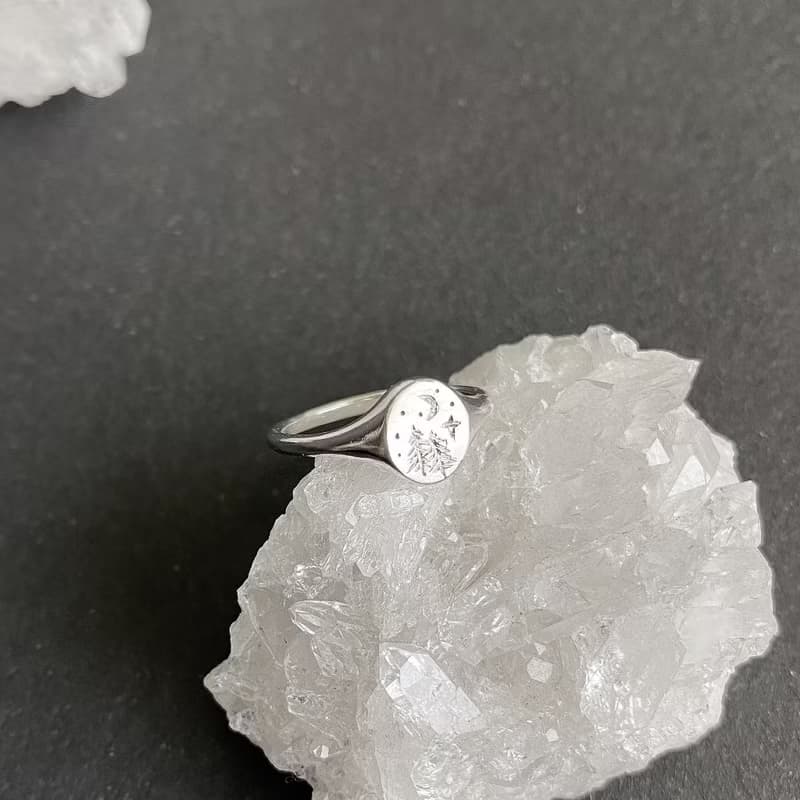 森林夜戒指 Forest Night signet ring 925純銀