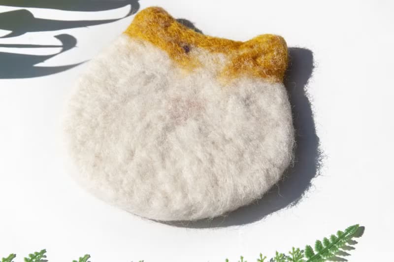 情人節禮物 聖誕交換禮物 森林系羊毛氈杯墊 動物杯墊-貓咪吸水墊