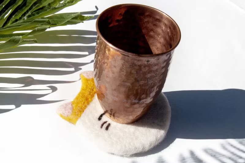 情人節禮物 聖誕交換禮物 森林系羊毛氈杯墊 動物杯墊-貓咪吸水墊