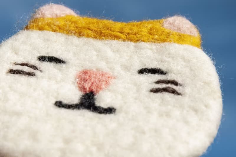 情人節禮物 聖誕交換禮物 森林系羊毛氈杯墊 動物杯墊-貓咪吸水墊