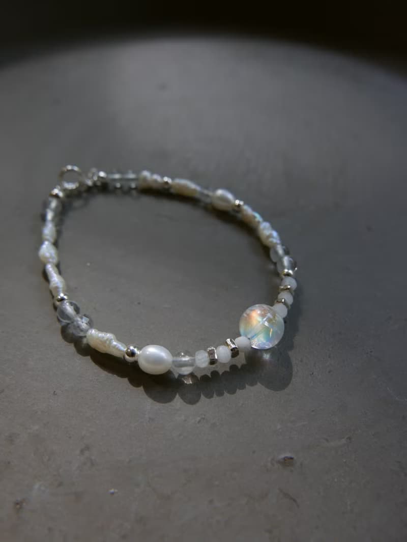 天然石手鍊/馬島月光/淡水珍珠