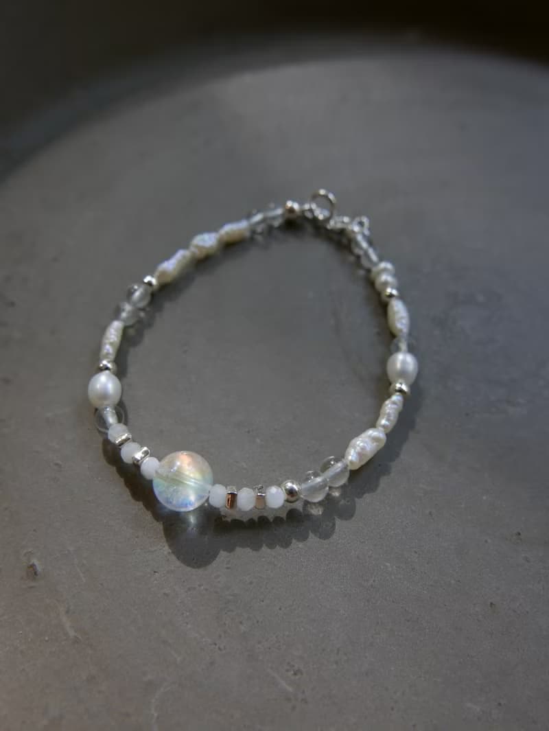 天然石手鍊/馬島月光/淡水珍珠