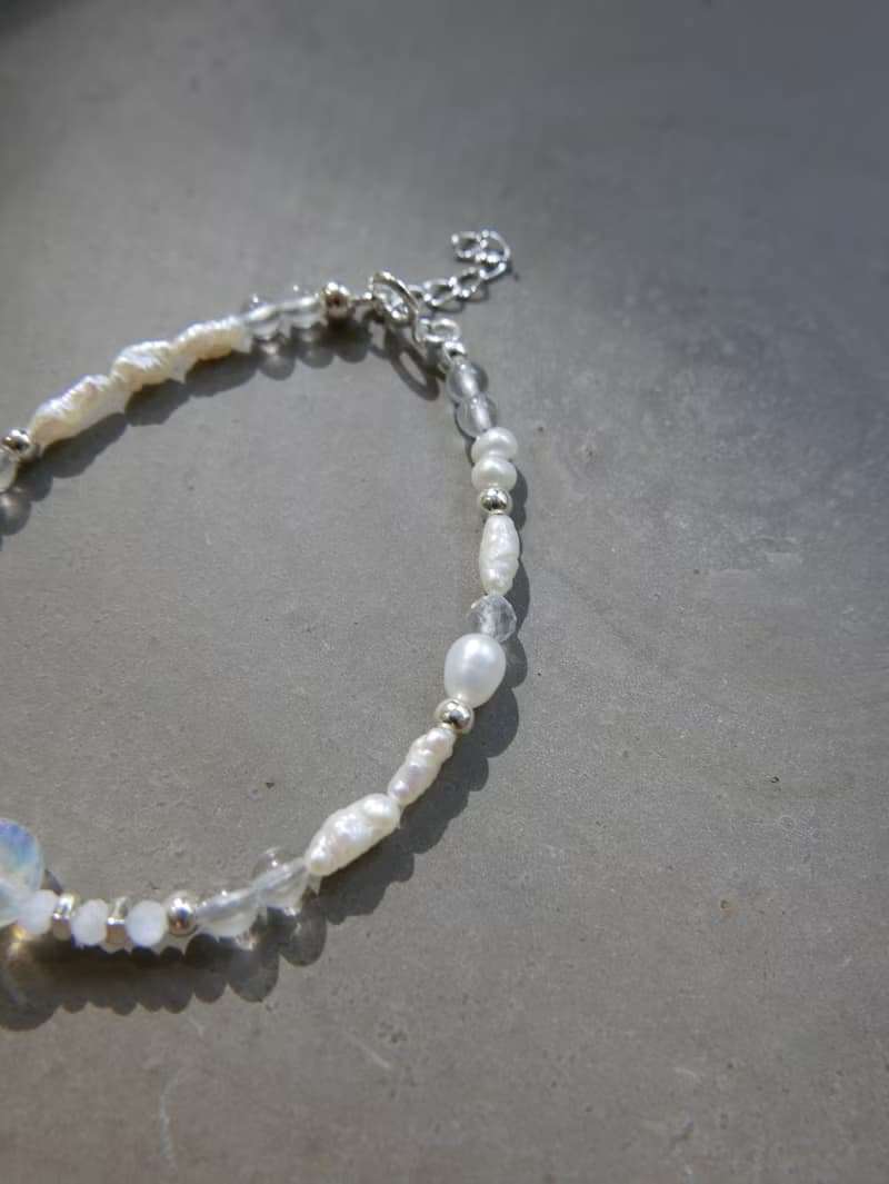 天然石手鍊/馬島月光/淡水珍珠