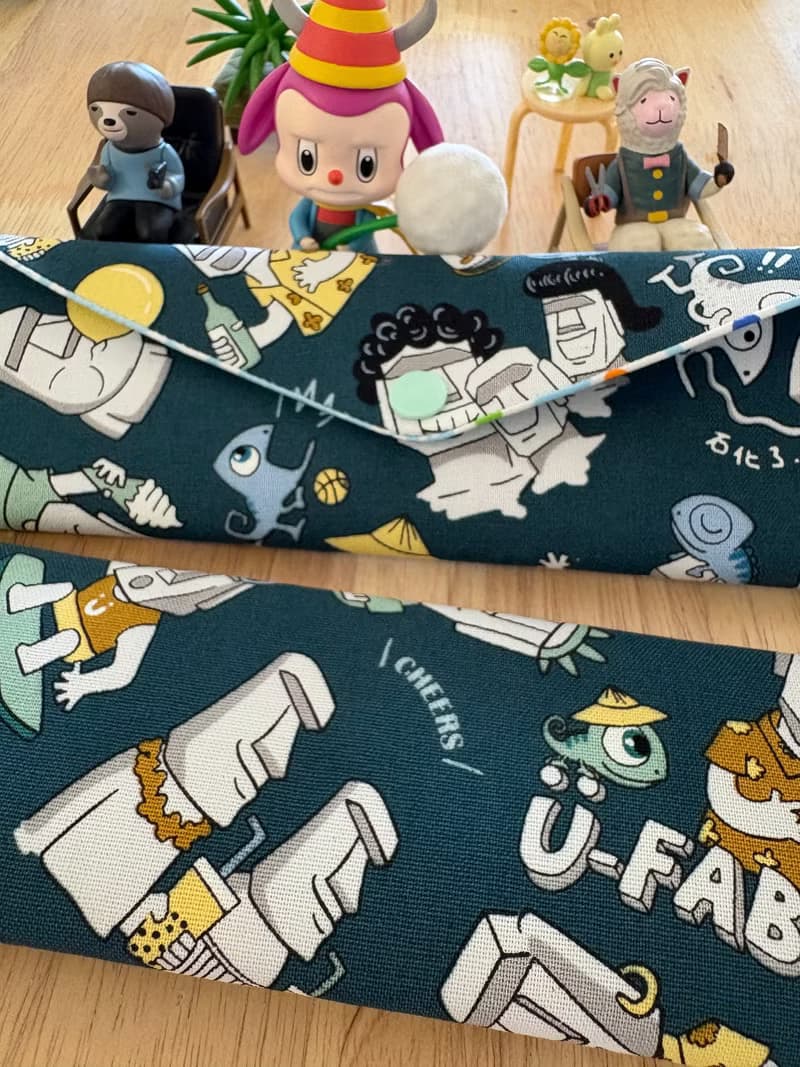 文青風環保純棉筷袋 巨石艾磨 生活哲學  質感藍 日本 潮物 收納