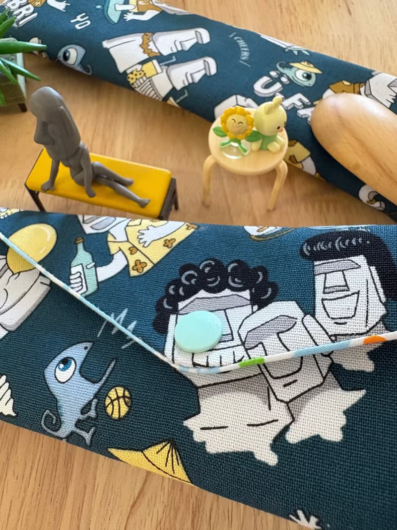 文青風環保純棉筷袋 巨石艾磨 生活哲學  質感藍 日本 潮物 收納