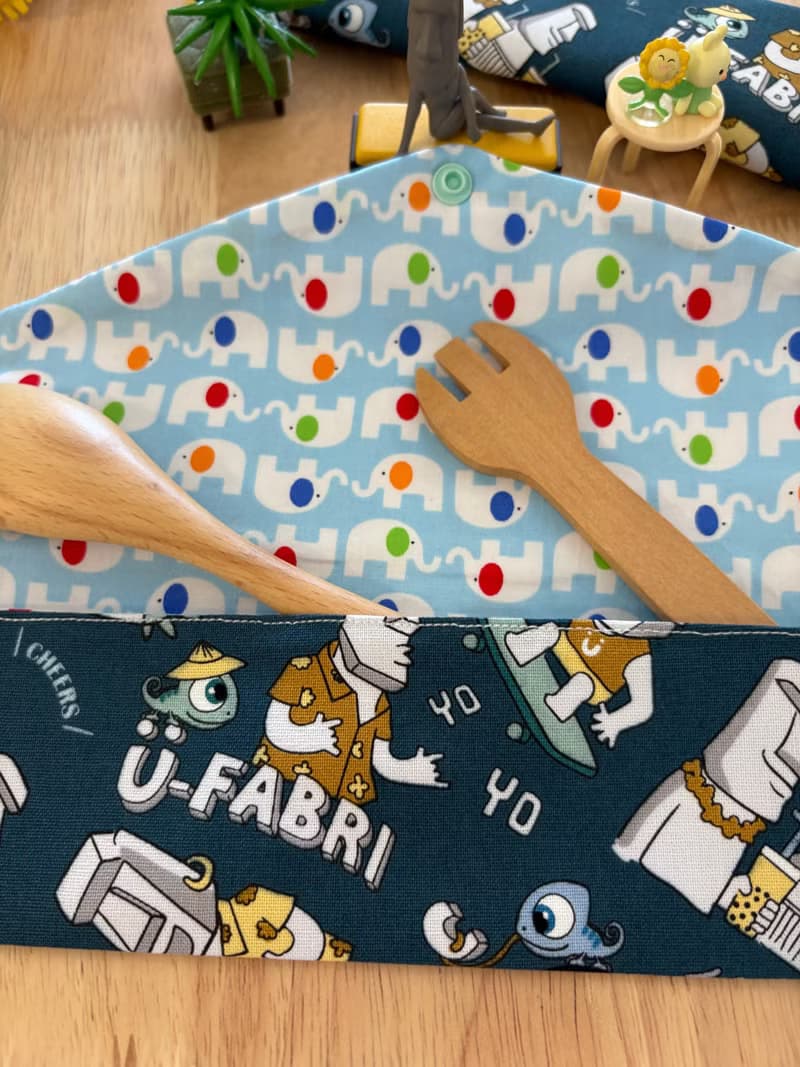 文青風環保純棉筷袋 巨石艾磨 生活哲學  質感藍 日本 潮物 收納