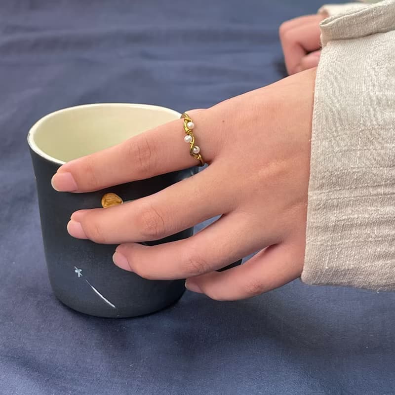 老林雜貨 | 珍珠波浪戒指