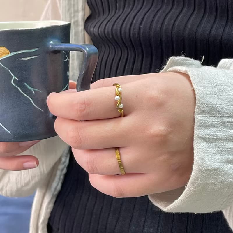 老林雜貨 | 珍珠波浪戒指