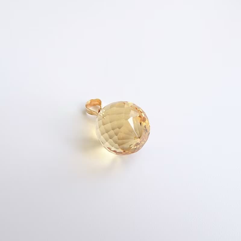 限量現貨 - 天然優質黃水晶 大號圓水滴切割 古董純 18K 金墜