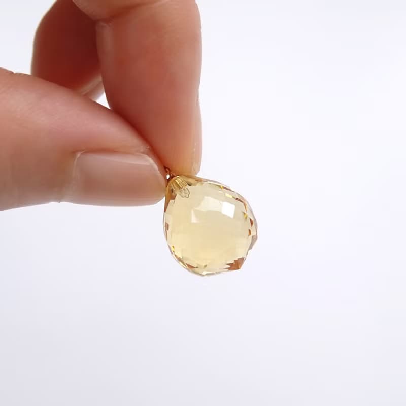 限量現貨 - 天然優質黃水晶 大號圓水滴切割 古董純 18K 金墜