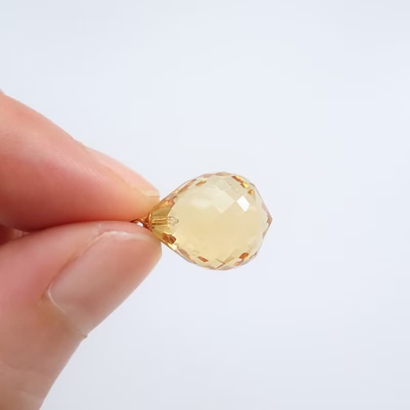 限量現貨 - 天然優質黃水晶 大號圓水滴切割 古董純 18K 金墜