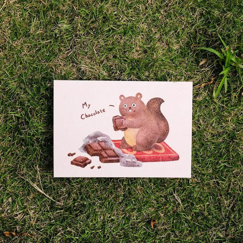 明信片500磅厚磅 My Chocolate 松鼠愛巧克力