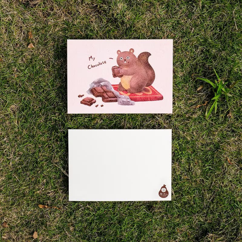明信片500磅厚磅 My Chocolate 松鼠愛巧克力