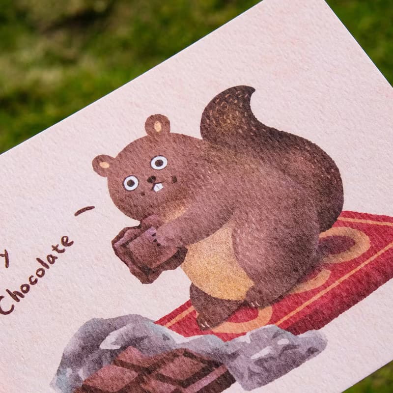 明信片500磅厚磅 My Chocolate 松鼠愛巧克力