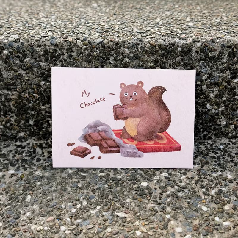 明信片500磅厚磅 My Chocolate 松鼠愛巧克力