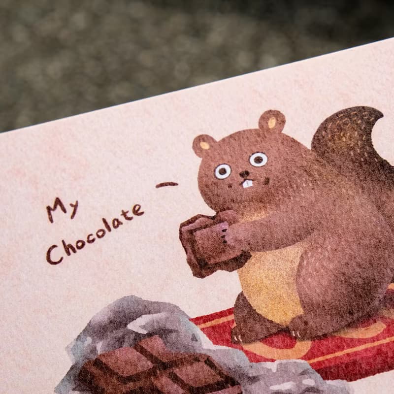 明信片500磅厚磅 My Chocolate 松鼠愛巧克力