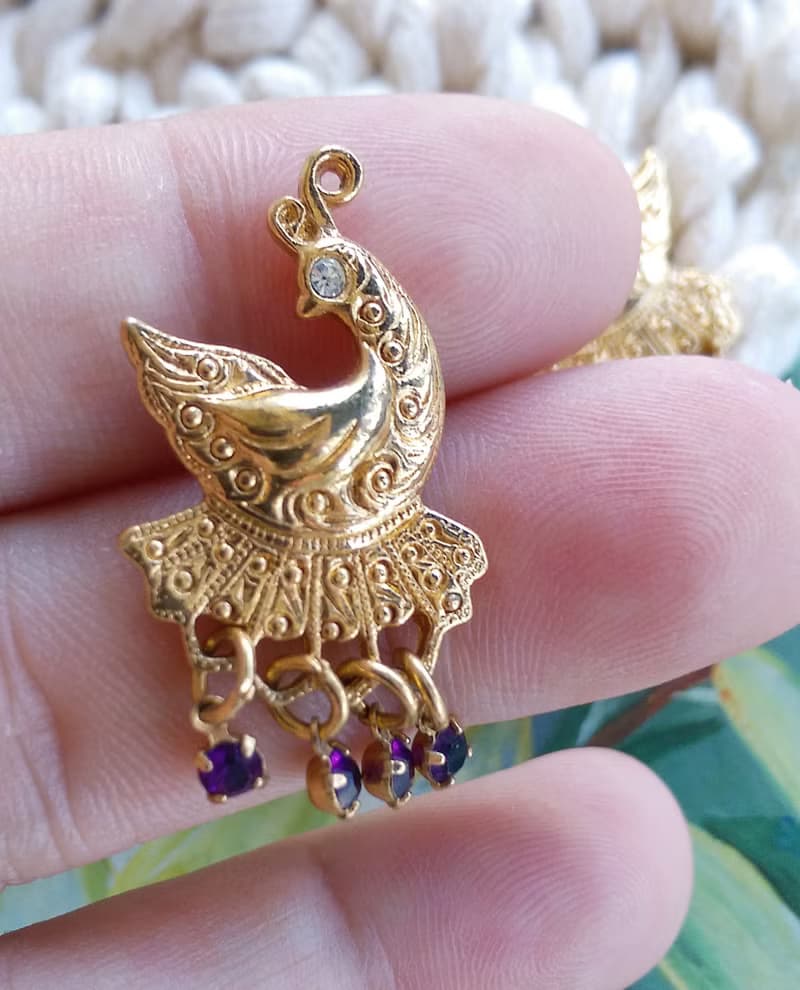 Vintage Jewelry 西洋古董飾品 AVON  Peacock Dangle 針式耳環