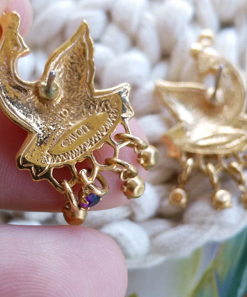 Vintage Jewelry 西洋古董飾品 AVON  Peacock Dangle 針式耳環
