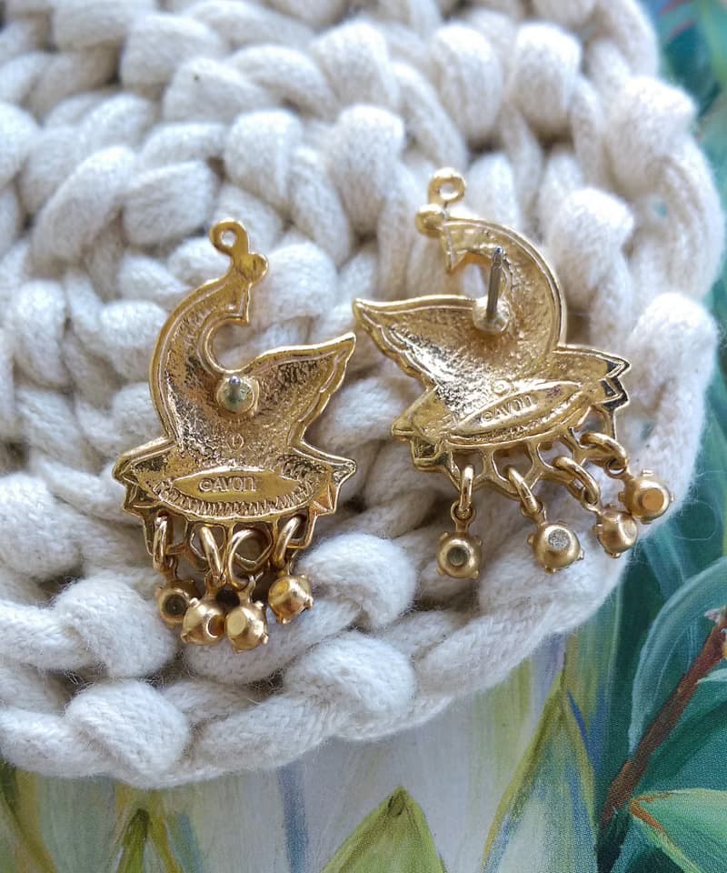 Vintage Jewelry 西洋古董飾品 AVON  Peacock Dangle 針式耳環