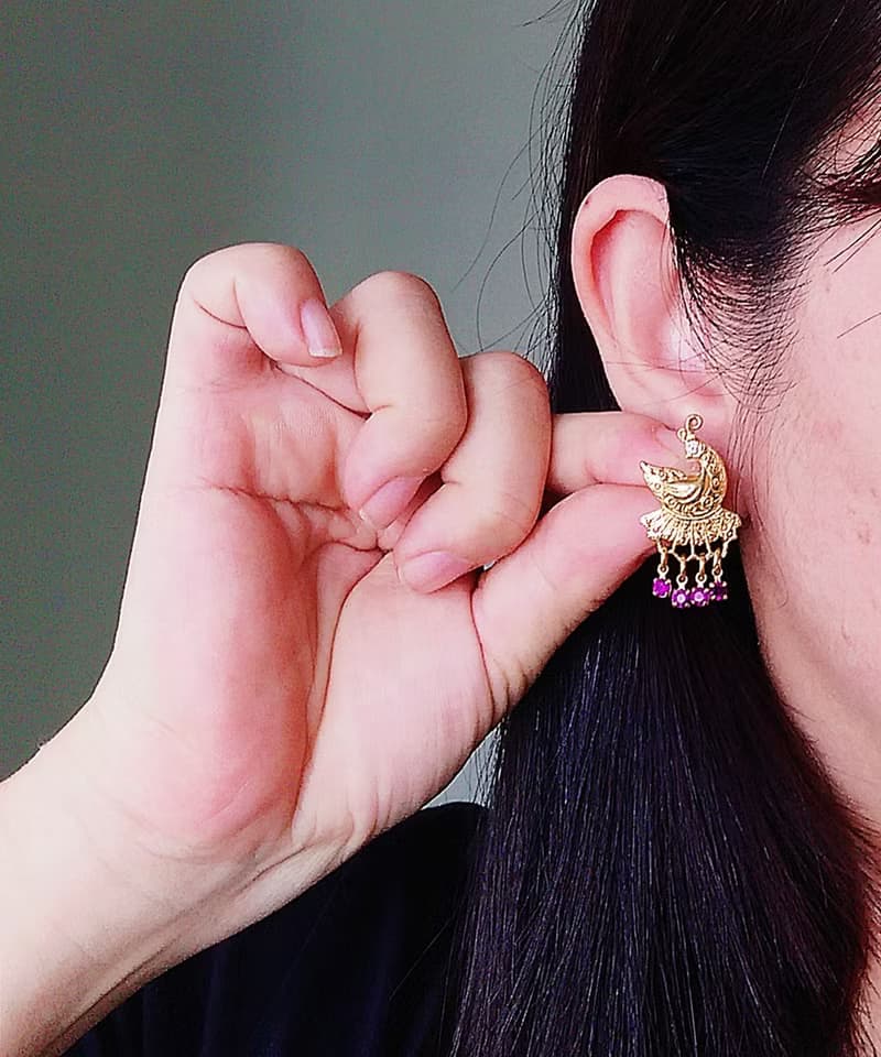 Vintage Jewelry 西洋古董飾品 AVON  Peacock Dangle 針式耳環