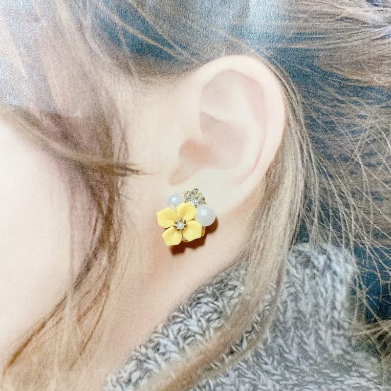 鵝花色珠寶耳環 | 黏土耳環