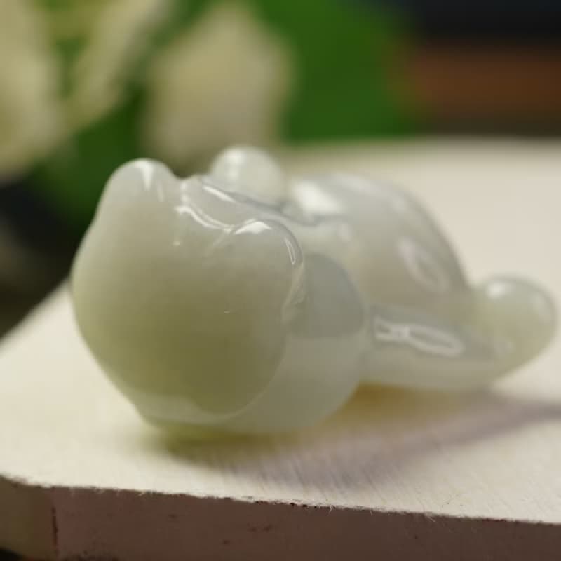 白翡翡翠招財貓擺件擺飾 | 天然緬甸玉A貨翡翠 | 送禮