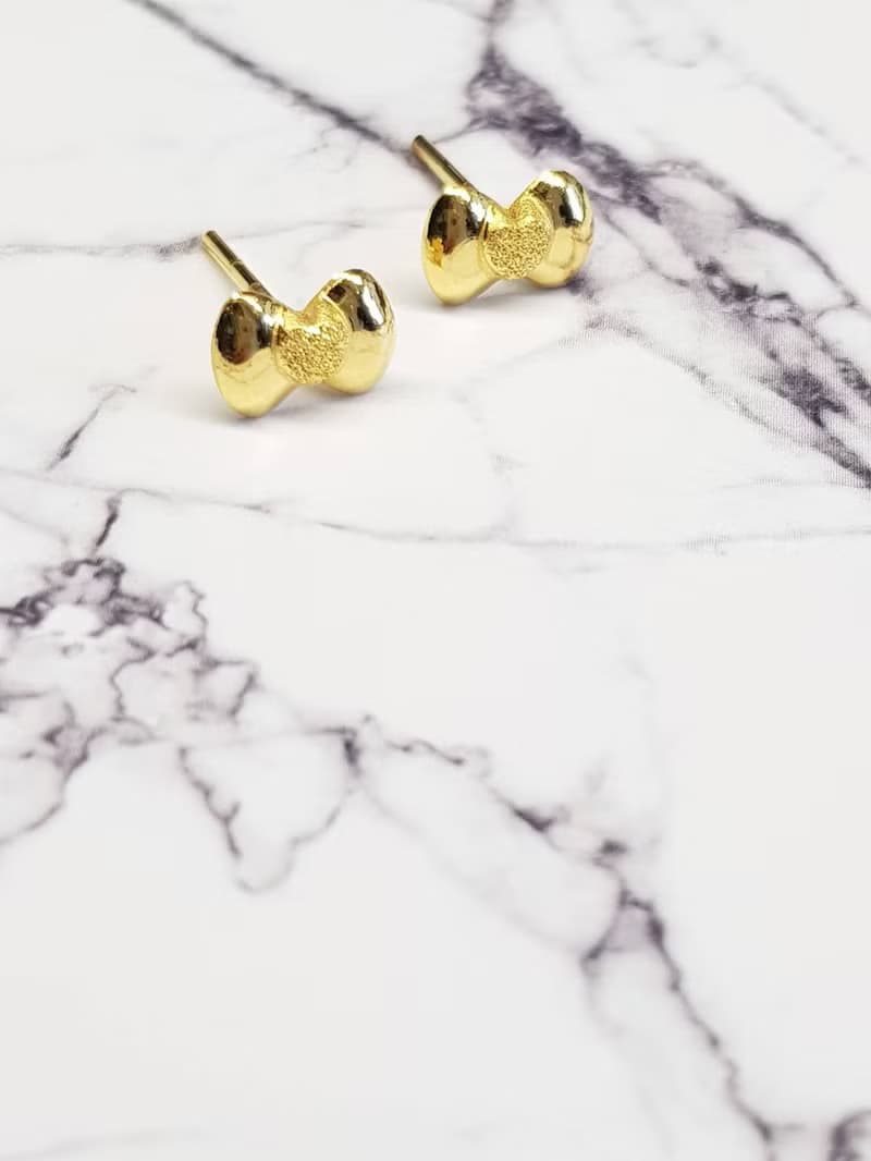 母親節精選款-蝴蝶結耳針-黃金9999 后宮金飾