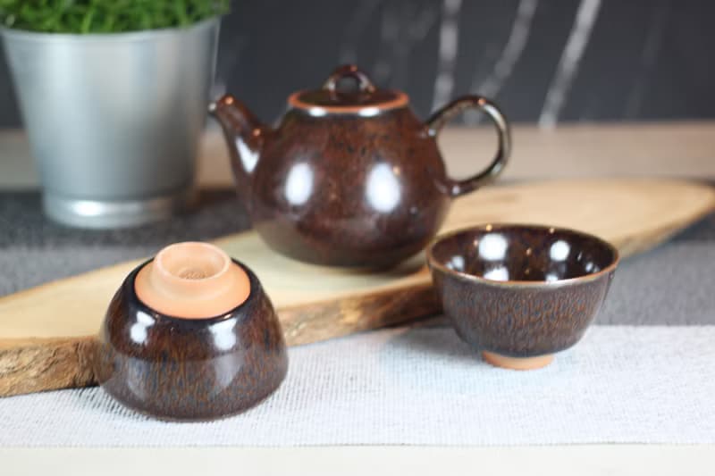 【送禮好物】180ml 疲倦 天目釉 一茶壺兩杯組 鶯歌葉敏祥作
