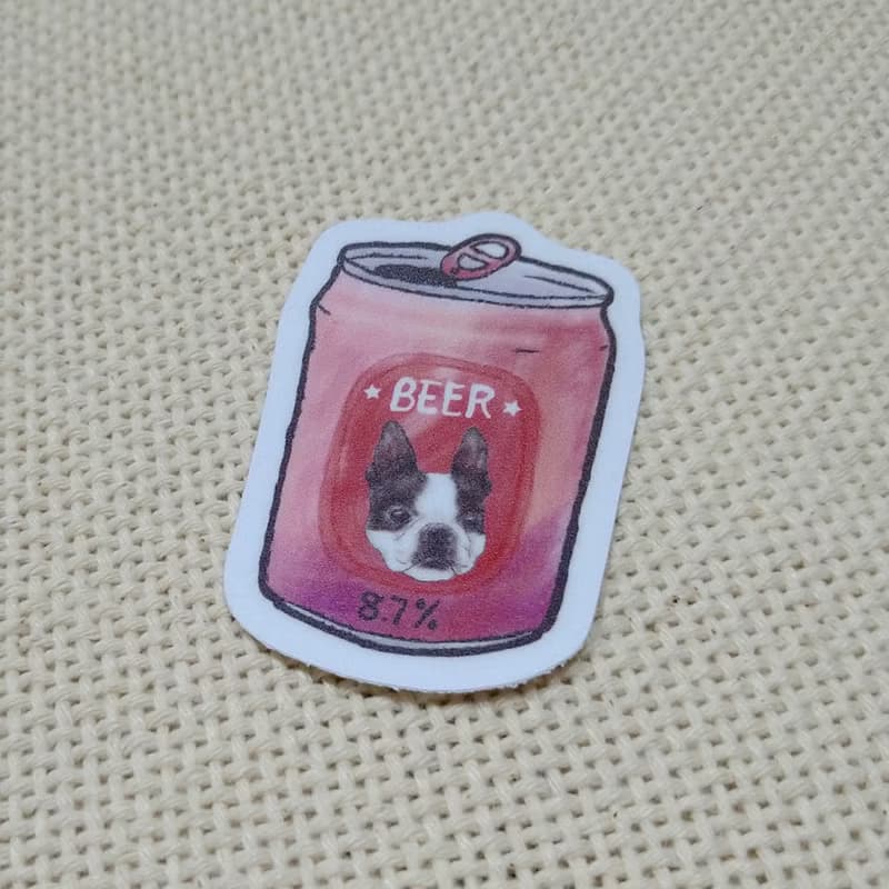波士頓梗犬啤酒-防水車貼-行李箱貼紙-賓士貓_防水貼紙