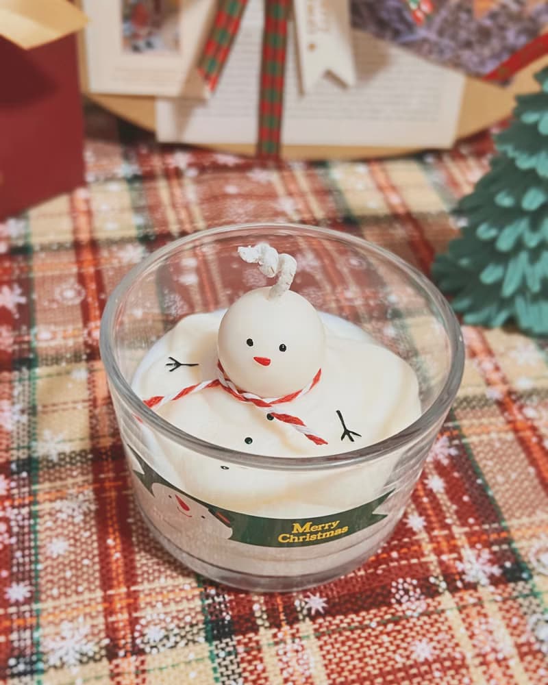 融化雪人香氛杯附聖誕包裝盒 手作雪人香氛蠟燭 聖誕交換禮物
