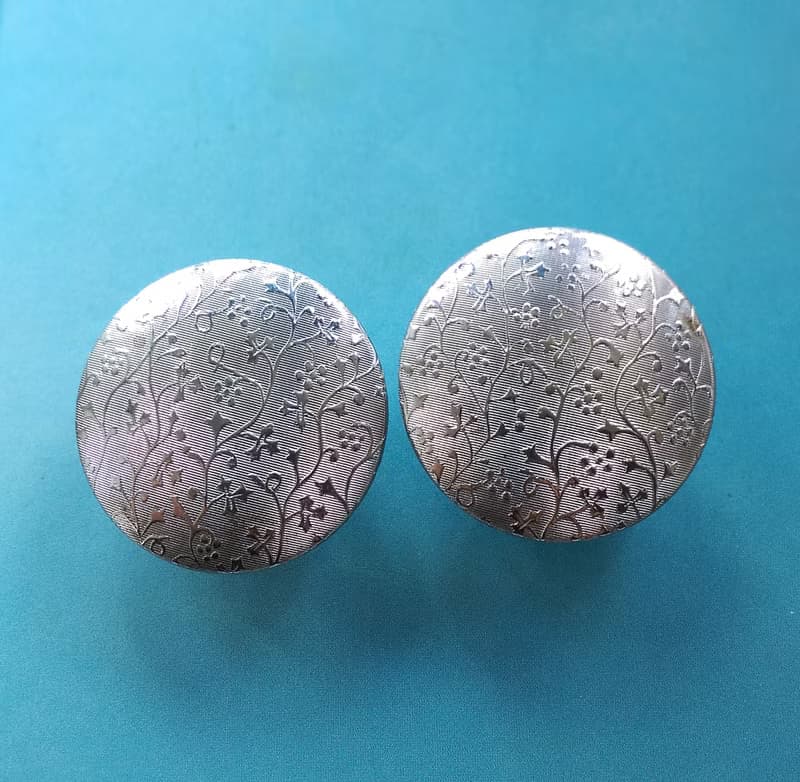 Vintage Jewelry 西洋古董飾品 銀色雕紋 大圓 夾式耳環