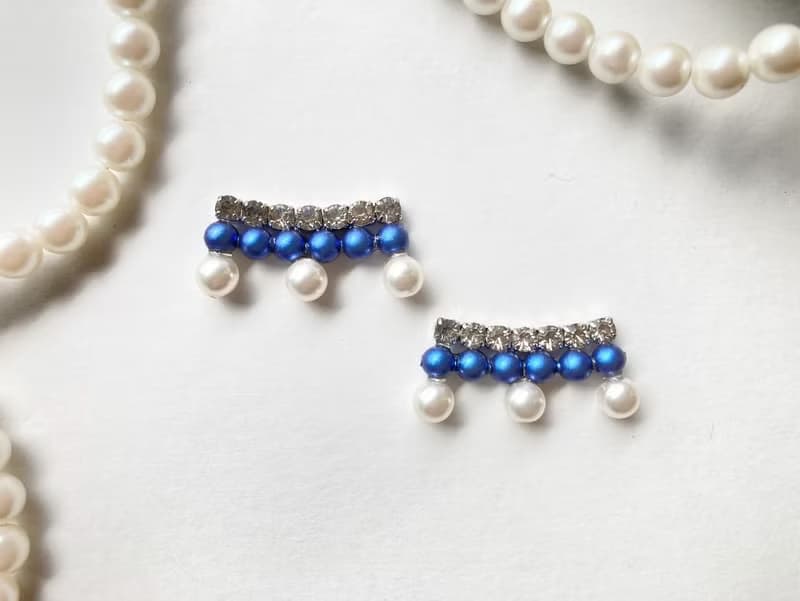 Blue Pearl dress【パール/イヤリング/ピアス /冬/シルバー/ストーン/ドット/クリスマス/プレゼント】
