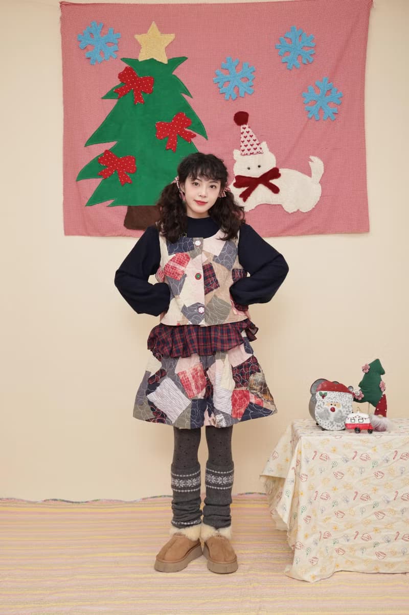 古著少女感 聖誕節背心半裙套裝