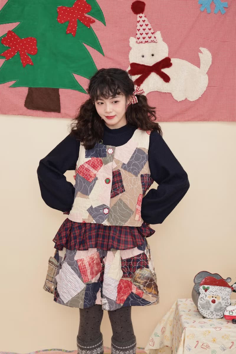 古著少女感 聖誕節背心半裙套裝
