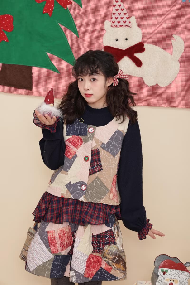 古著少女感 聖誕節背心半裙套裝