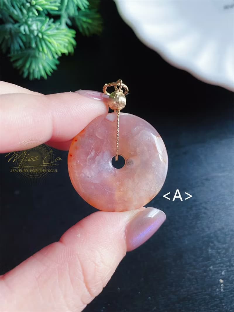 櫻花瑪瑙 厚庄 平安扣 小高貨 禮物 包掛 項鍊 生日禮物 閨