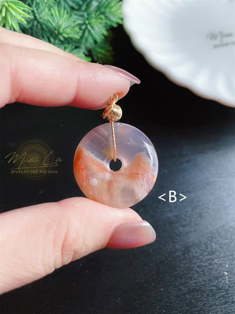 櫻花瑪瑙 厚庄 平安扣 小高貨 禮物 包掛 項鍊 生日禮物 閨