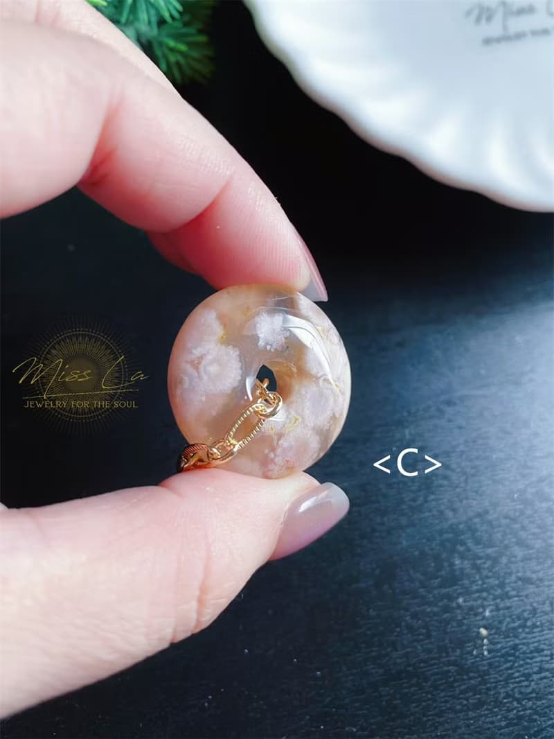 櫻花瑪瑙 厚庄 平安扣 小高貨 禮物 包掛 項鍊 生日禮物 閨