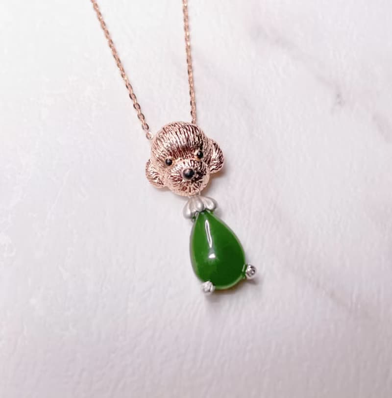 貴賓 玉墜 天然碧玉  A貨 925 純銀 母親節 生日 禮物 狗