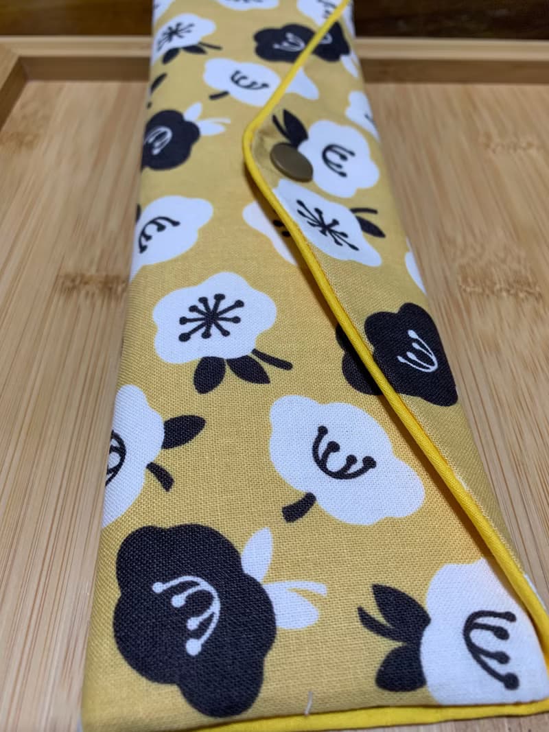 文青風環保純棉筷袋 ~ 花舞 大地黃 日本 潮物 收納 手作餐具袋