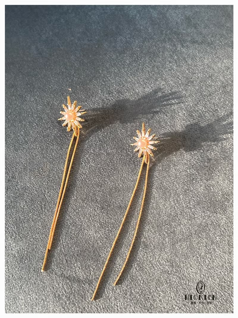 托斯卡納豔陽下~小眾長款流蘇珍珠耳釘耳夾兩戴小清新chic新款