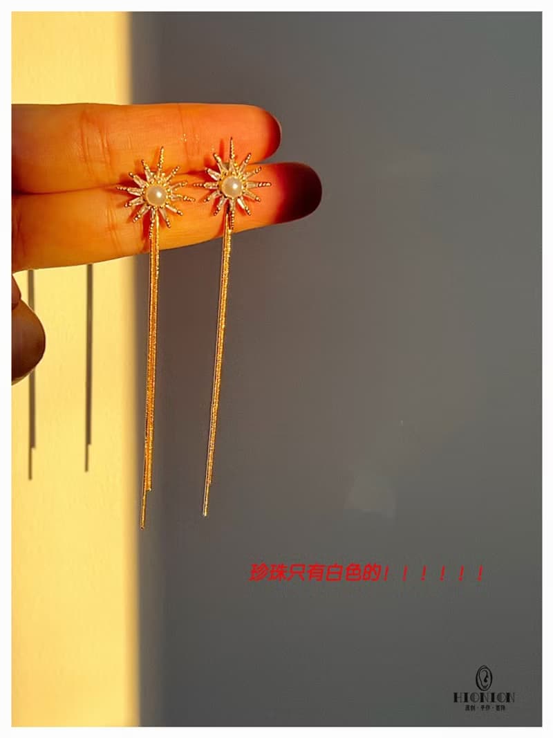 托斯卡納豔陽下~小眾長款流蘇珍珠耳釘耳夾兩戴小清新chic新款