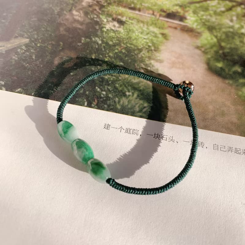 售完供欣賞 一硯春。天然翡翠復古編織手繩古風玉石禪意手鏈