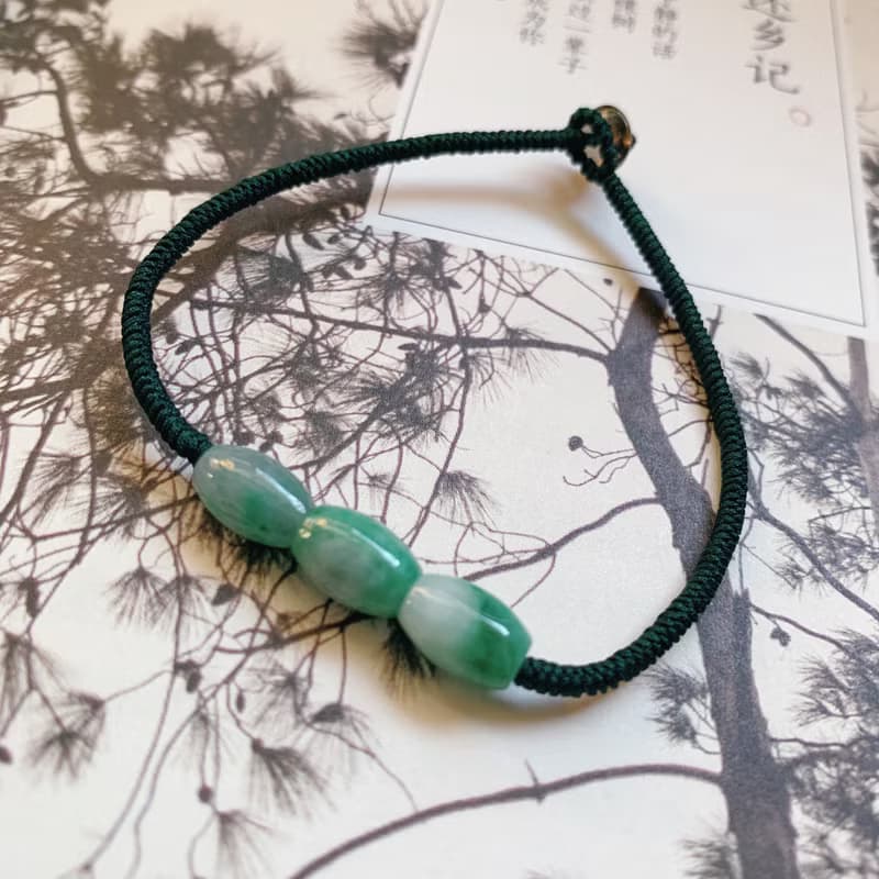 售完供欣賞 一硯春。天然翡翠復古編織手繩古風玉石禪意手鏈