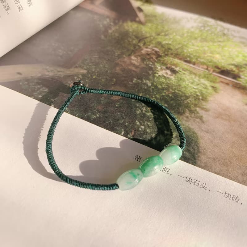 售完供欣賞 一硯春。天然翡翠復古編織手繩古風玉石禪意手鏈