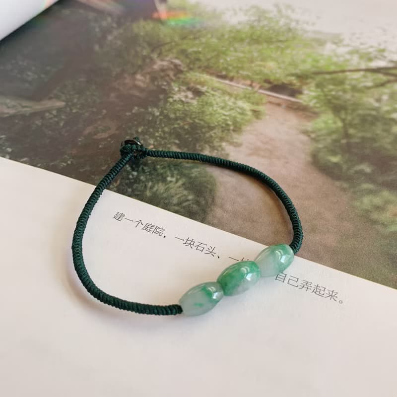 售完供欣賞 一硯春。天然翡翠復古編織手繩古風玉石禪意手鏈