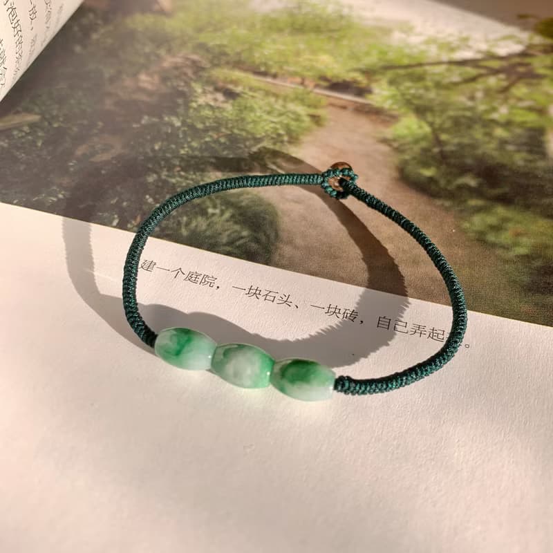 售完供欣賞 一硯春。天然翡翠復古編織手繩古風玉石禪意手鏈