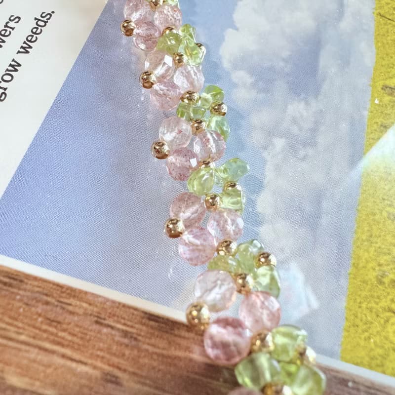 【冰感草莓】白水草莓晶 橄欖晶 水晶手鏈 手鍊 訂製