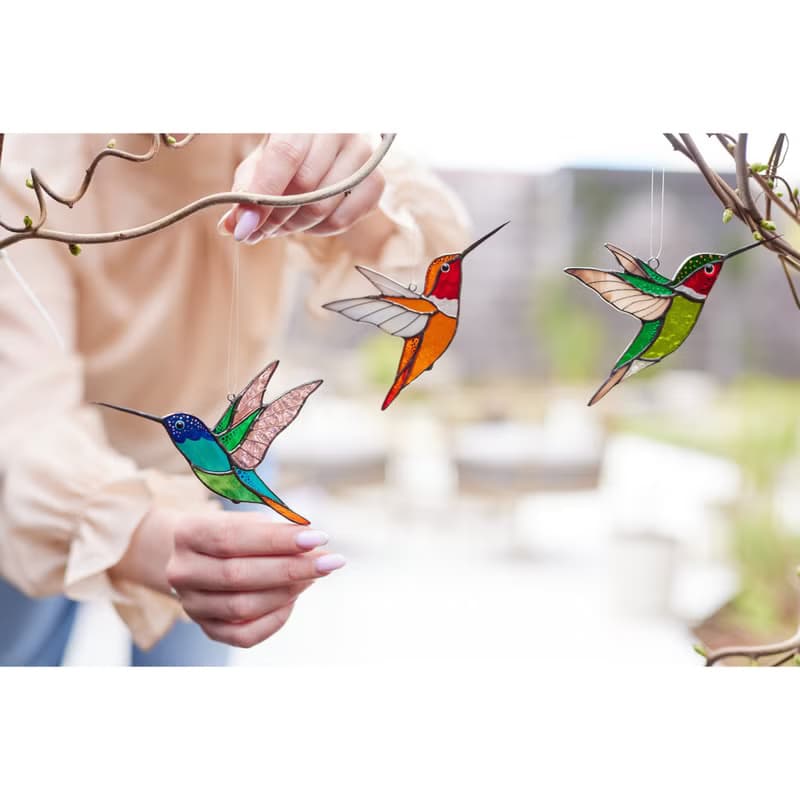 彩色玻璃蜂鳥窗飾、喬遷禮物、現代裝飾